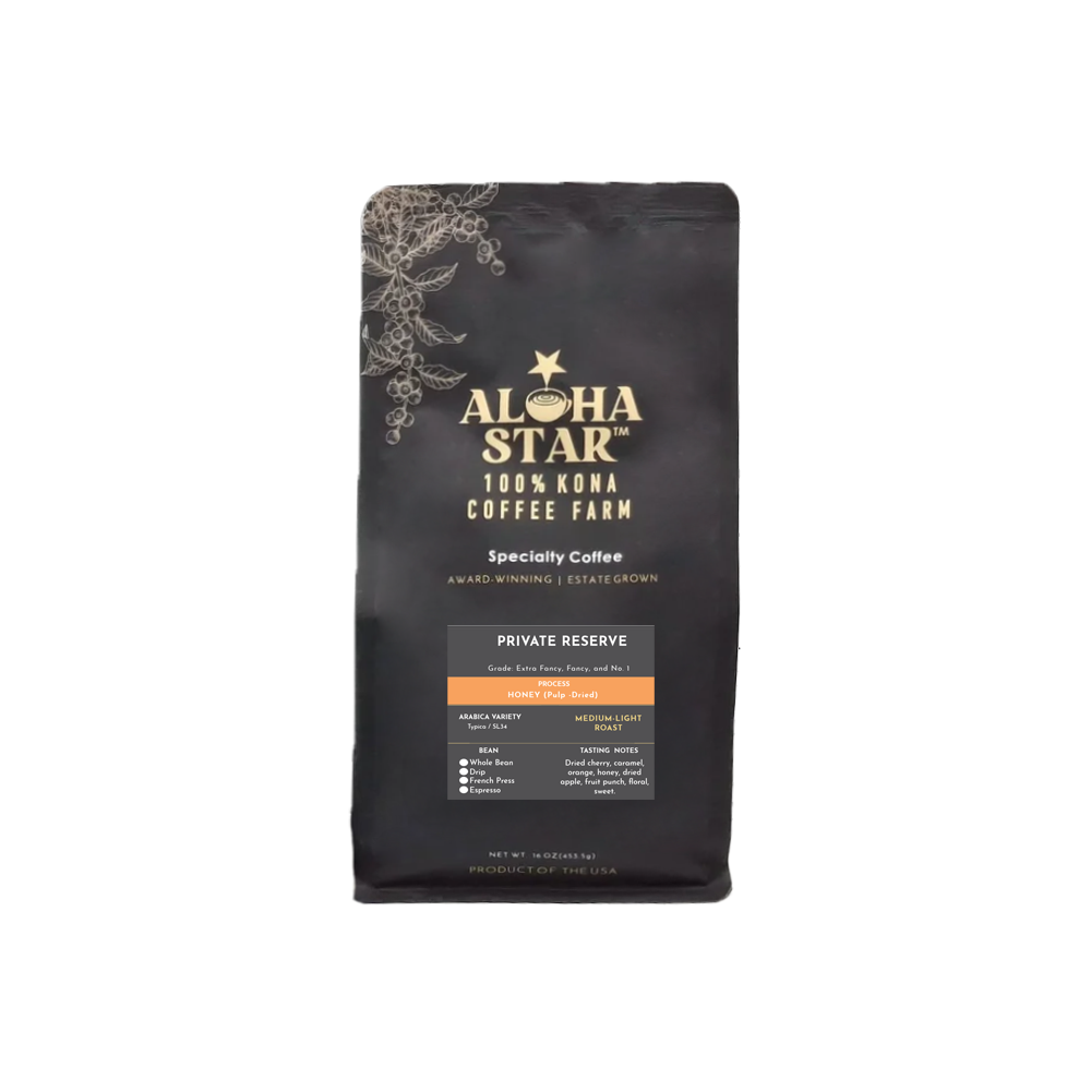100% Kona Peaberry – Honey Process Medium-Light Roast | Aloha Star